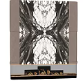 Modern Elegant Fireplace Design With Symmetrical Marble Pattern And Metal Frame 3d model