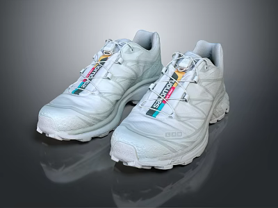White Athletic Shoes With Colorful Accent Laces And Stylish Durable Sole Design 3d model