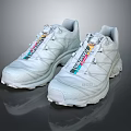 White Athletic Shoes With Colorful Accent Laces And Stylish Durable Sole Design