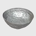 Silver Carved Wine Bottle And Glass With Intricate Patterns Design