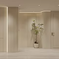 Elegant Modern Foyer Interior With Light Colored Cabinets And Potted Plant