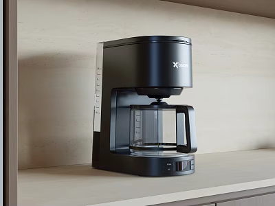 Black Xiaomi Coffee Machine With Glass Carafe On Modern Kitchen Countertop 3d model
