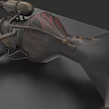 Vintage Steampunk Weapon with Carved Patterns Flared Muzzle Brass Components and Wooden Grip