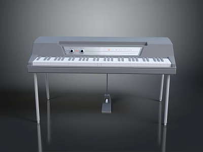 Modern Electronic Keyboard With Silver Body Pedal And Stand For Home Use 3d model
