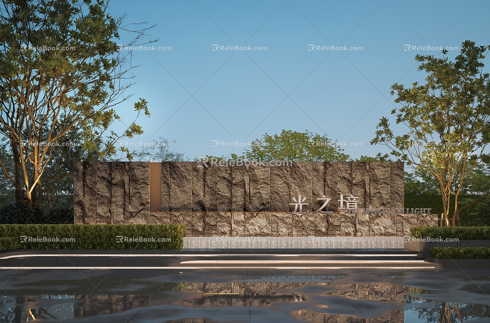 Modeling landscape wall Waterscape landscape wall Stone landscape wall Culture landscape wall Straight courtyard landscape wall Entrance landscape wall model