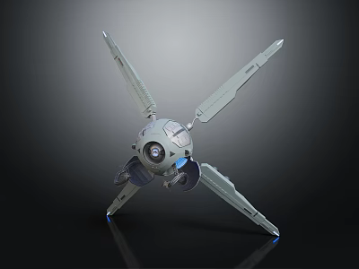 Futuristic Sci Fi Character Creature With Spherical Body Blade Wings And Glowing Lights Design 3d model