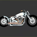 Light Blue Custom Motorcycle With Brown Seat Copper Exhaust Chrome Details And Black Wheels