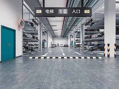 Modern Parking Underground Parking Garage Underground Garage Parking Space Traffic Signs Car 3d model