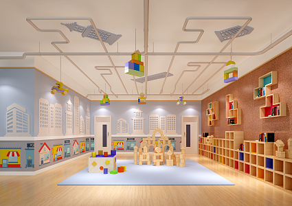 Modern Kindergarten Construction Room 3d model