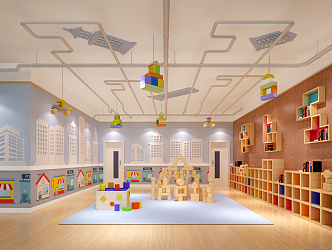 Modern Kindergarten Construction Room 3d model