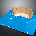 Scenic Natural Landscape With Blue Water Sandy Beach And Rocky Cliff Formation