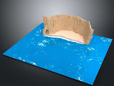 Scenic Natural Landscape With Blue Water Sandy Beach And Rocky Cliff Formation 3d model