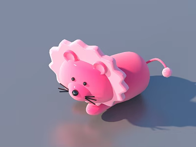 Cute Pink Lion Plush Doll With Curly Mane And Small Tail Ball 3d model