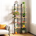 Indoor Garden Decor With Multi Tiered Plant Stand And Various Green Plants