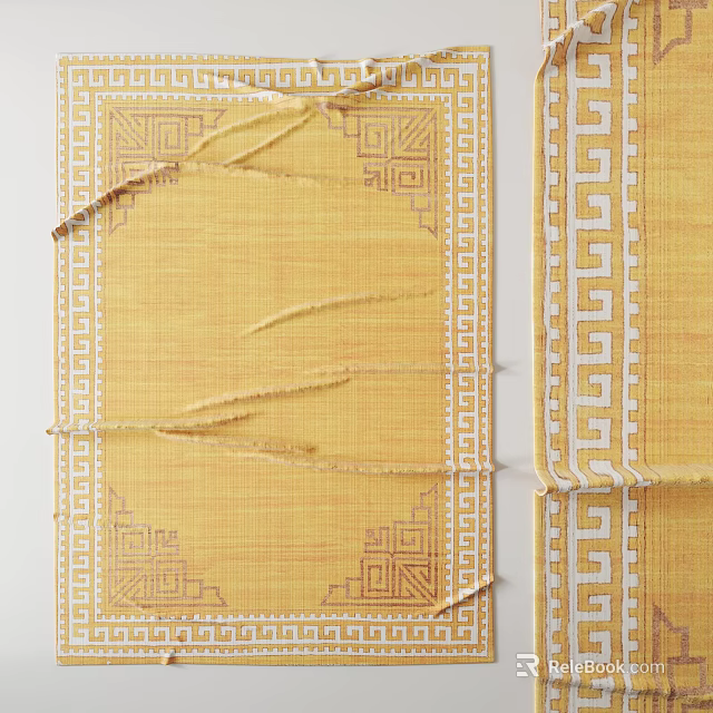 Decorative Woven Partition With Beige Background And Geometric Border Pattern 3d model