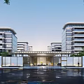 Modern Residential Building Entrance Gate With Stone Walls Metal Framework And Canopy