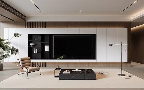 Modern TV Background Wall TV Cabinet Living Room Background Wall 3d model