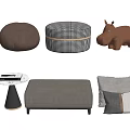 Modern Ottoman Sofa Stools In Various Designs With Soft Pillows And Accent Furniture