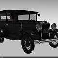 Classic Black Vintage Car With Round Headlights And Chrome Front Grille