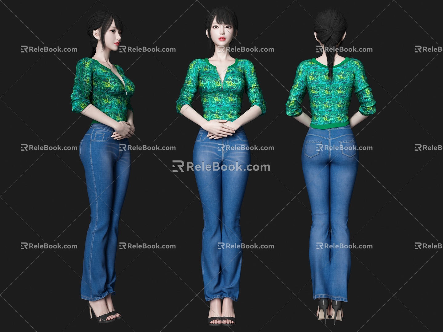 Temperament beauty model woman secretary secretary guide jewelry clerk 3d model