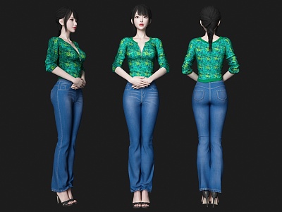 Temperament beauty model woman secretary guide jewelry clerk 3d model