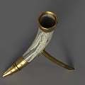 Elegant Ivory Horn Shaped Cup With Golden Decorations And Stand