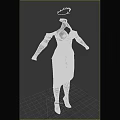 3D Model Women's Elegant Outfit Featuring Long Sleeves Vest Design And Patterned Skirt