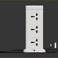 Vertical White Power Strip with Multiple Outlets Red Switch Button and Power Cord Design