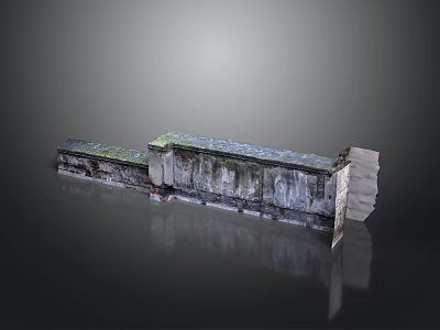 Ancient Weathered Stone Wall Structure With Mossy Surface And Aged Texture 3d model