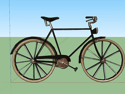 Vintage Black Bicycle With Brown Tires Classic Frame And Headlight 3d model