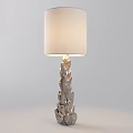 Elegant Table Lamp With White Lampshade And Silver Decorative Leaf Base 3d model