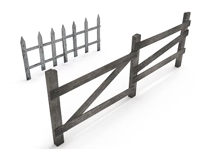 Wooden Fence Designs With Picket Style And Crossbar Structure For Outdoor Spaces 3d model