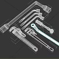 wrench pipe wrench pipe wrench torque wrench torque wrench 3d model