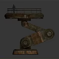 Rusty Industrial Mechanical Platform With Circular Railing And Standing Person 3d model