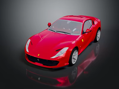 Red Sleek Sports Car With Shiny Exterior Design Alloy Wheels And Reflective Floor Surface 3d model