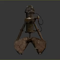 Rusty Metal Mechanical Grabbing Device With Industrial Structure And Power Cable 3d model