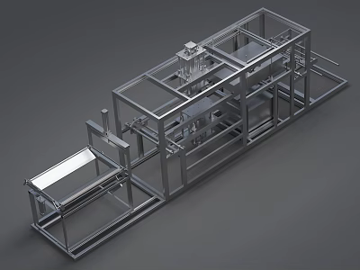 Automated Industrial Equipment With Metal Frame Conveyor Belt And Mechanical Parts 3d model