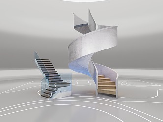 modern revolving staircase 3d model