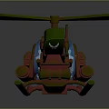 Green And Red Helicopter 3D Model With Transparent Cockpit And Number 918