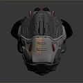 Futuristic Mechanical Weapon Helmet With Complex Armor Design And Red Accents 3d model