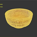 Artistic Orange Carved Bowl Sculpture With Textured Surface On Gray Background