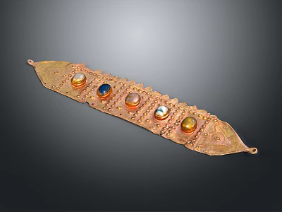 Vintage Copper Household Decorative Piece With Colored Gemstones And Intricate Design 3d model