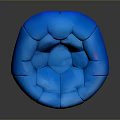 Modern Round Bean Bag Chair With Blue Puffed Sections And Comfortable Design