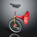 Vintage Unicycle Featuring Black Seat Red Horn Shaped Decoration And Sturdy Wheel