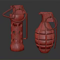 Vintage Military Hand Grenades With Green Yellow Rings And Textured Surface