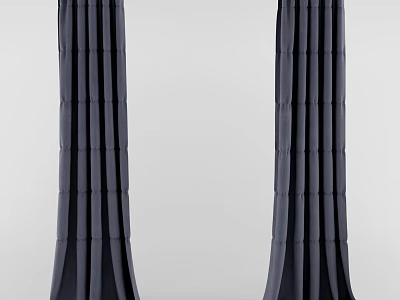 Elegant Grey Pleated Curtains with Modern Design for Home Window Decor 3d model