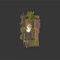 Modern 3D Model of Ancient Stone Ruins Featuring Steps and Vegetation