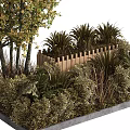 Arbor Centered Garden Landscape With Mixed Shrubs And Herbaceous Plants