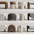 Modern sofa stool low stool combination 3d model
