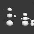 Snowman Construction With Stacked Snowballs Twigs Small Stones And Mini Snowman